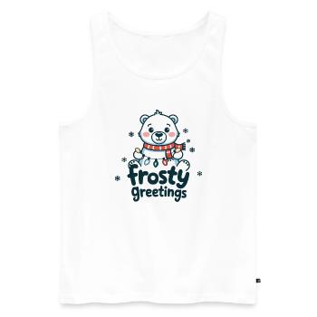 Frostige Grüße – Eisbär mit Lichterkette - Männer Premium Bio Tank Top - Weiß - Vorne - AI Model Male 178 light (178cm)