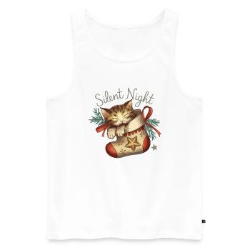 Silent Night – Kitten in Christmas Stocking - Men's Premium Organic Tank Top - white - Front - AI Model Male 178 light (178cm)