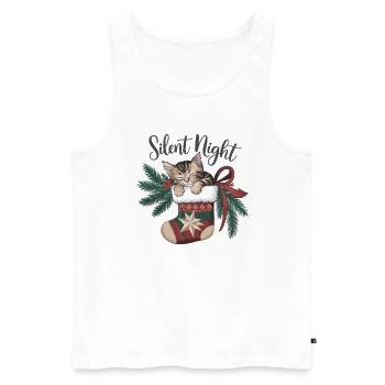 Silent Night – Kitten in Christmas Stocking - Men's Premium Organic Tank Top - white - Front - AI Model Male 178 light (178cm)