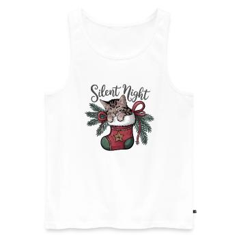 Silent Night – Kitten in Christmas Stocking - Men's Premium Organic Tank Top - white - Front - AI Model Male 178 light (178cm)