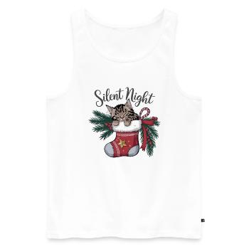 Silent Night – Kitten in Christmas Stocking - Men's Premium Organic Tank Top - white - Front - AI Model Male 178 light (178cm)