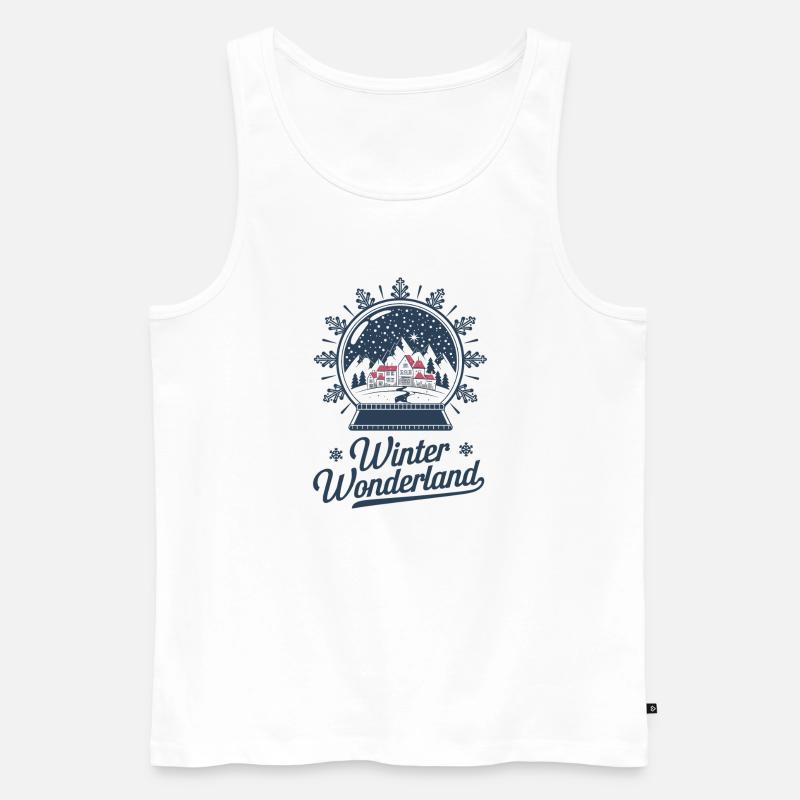 Winterwunderland – Schneekugel mit Dorf - Männer Premium Bio Tank Top - Weiß