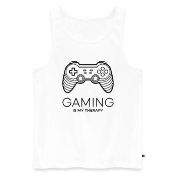 Gaming is my Therapy – Minimalist Controller - Men's Premium Organic Tank Top - white - Front - Michal (187cm)