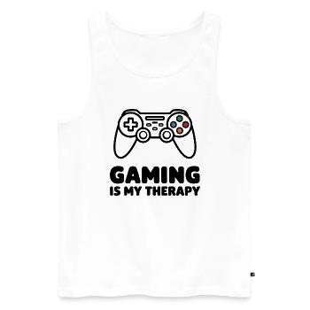 Gaming is my Therapy – Minimalist Controller - Men's Premium Organic Tank Top - white - Front - Michal (187cm)