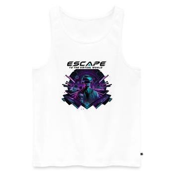 Escape to the Virtual World – Future VR-Design - Männer Premium Bio Tank Top - Weiß - Vorne - AI Model Male 178 light (178cm)
