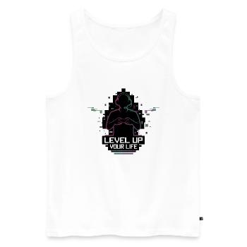 Level Up Your Life Gamer Silhouette - Men's Premium Organic Tank Top - white - Front - Michal (187cm)