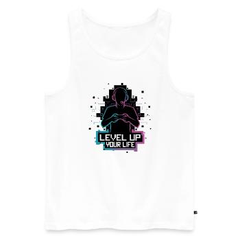 Level Up Your Life Gamer Silhouette - Men's Premium Organic Tank Top - white - Front - Michal (187cm)