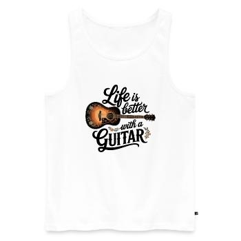 La vie est meilleure avec une guitare – Guitare acoustique - Débardeur bio Premium Homme - blanc - Devant - Michal (187cm)
