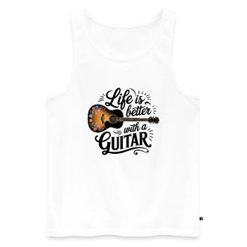 La vie est meilleure avec une guitare – Guitare acoustique - Débardeur bio Premium Homme - blanc - Devant - Michal (187cm)