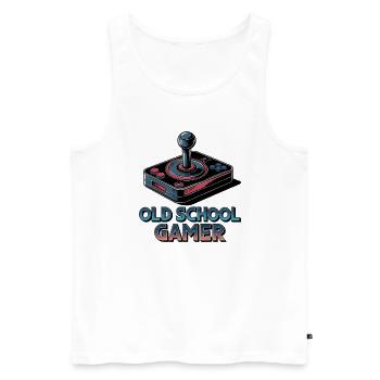 Old School Gamer – Joystick rétro - Débardeur bio Premium Homme - blanc - Devant - Michal (187cm)