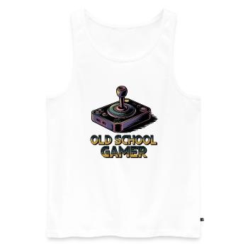 Old School Gamer – Joystick rétro - Débardeur bio Premium Homme - blanc - Devant - Michal (187cm)