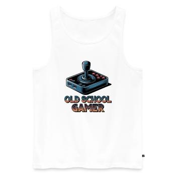 Old School Gamer – Joystick rétro - Débardeur bio Premium Homme - blanc - Devant - Michal (187cm)