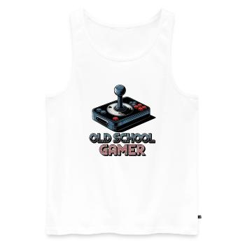 Old School Gamer – Joystick rétro - Débardeur bio Premium Homme - blanc - Devant - Michal (187cm)