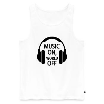 Music On, World Off – Minimalistische Kopfhörer - Männer Premium Bio Tank Top - Weiß - Vorne - Michal (187cm)