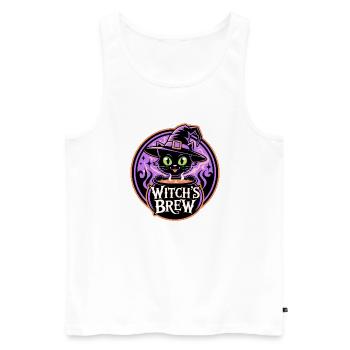 Witch's Brew – Mystic Witch Cat - Men's Premium Organic Tank Top - white - Front - AI Model Male 178 light (178cm)