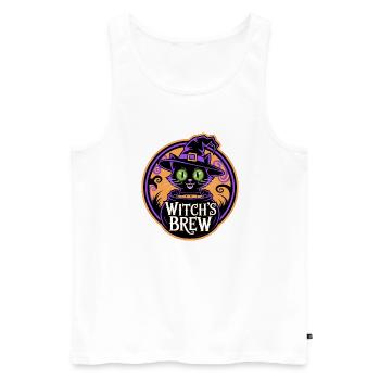 Witch's Brew – Mystic Witch Cat - Men's Premium Organic Tank Top - white - Front - AI Model Male 178 light (178cm)