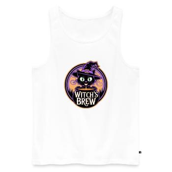 Witch's Brew – Mystic Witch Cat - Men's Premium Organic Tank Top - white - Front - AI Model Male 178 light (178cm)