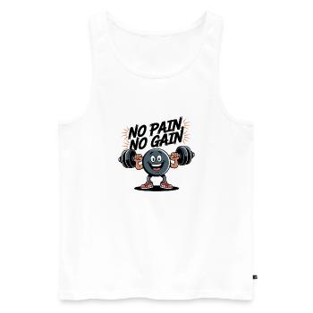 Pas de douleur, pas de gain - Dessin animé de fitness drôle - Débardeur bio Premium Homme - blanc - Devant - Michal (187cm)