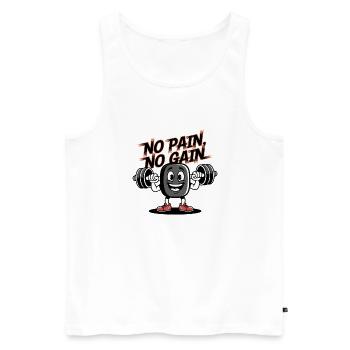 Pas de douleur, pas de gain - Dessin animé de fitness drôle - Débardeur bio Premium Homme - blanc - Devant - Michal (187cm)