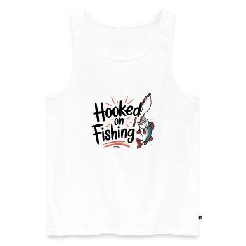 Hooked on Fishing – Funny Fishing Motif - Men's Premium Organic Tank Top - white - Front - Michal (187cm)