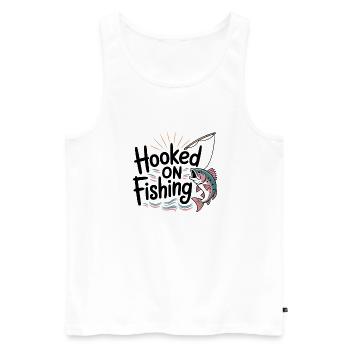Hooked on Fishing – Funny Fishing Motif - Men's Premium Organic Tank Top - white - Front - Michal (187cm)