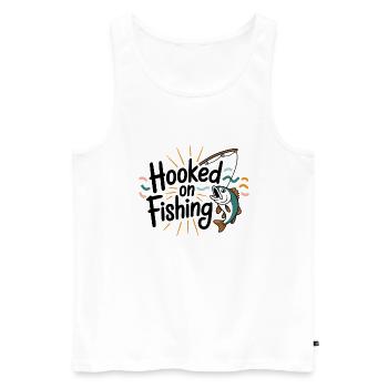 Hooked on Fishing – Funny Fishing Motif - Men's Premium Organic Tank Top - white - Front - Michal (187cm)