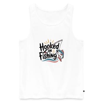 Hooked on Fishing – Funny Fishing Motif - Men's Premium Organic Tank Top - white - Front - Michal (187cm)