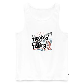 Hooked on Fishing – Funny Fishing Motif - Men's Premium Organic Tank Top - white - Front - Michal (187cm)