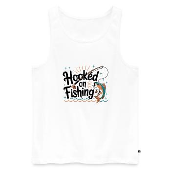 Hooked on Fishing – Funny Fishing Motif - Men's Premium Organic Tank Top - white - Front - Michal (187cm)