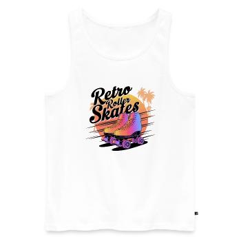 Retro Roller Skates – 80s Vibes - Männer Premium Bio Tank Top - Weiß - Vorne - AI Model Male 178 light (178cm)