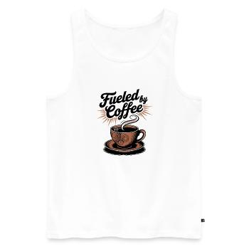 Fueled by Coffee – Coffee Lover Motif - Men's Premium Organic Tank Top - white - Front - Michal (187cm)