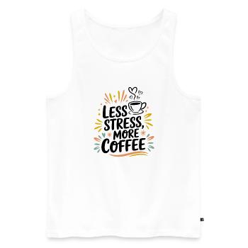 Moins de stress, plus de café – le dicton du café - Débardeur bio Premium Homme - blanc - Devant - Michal (187cm)