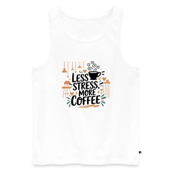 Moins de stress, plus de café – le dicton du café - Débardeur bio Premium Homme - blanc - Devant - AI Model Male 178 light (178cm)