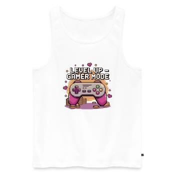 Level Up – Gamer Mode - Männer Premium Bio Tank Top - Weiß - Vorne - AI Model Male 178 light (178cm)