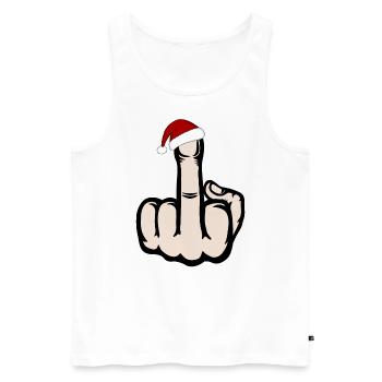 Doigt du milieu Icône de la main de Noël - Débardeur bio Premium Homme - blanc - Devant - Michal (187cm)