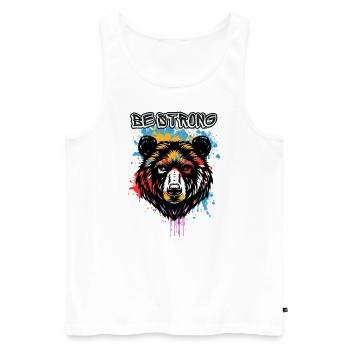 T-Shirt-Bär, Be strong - Männer Premium Bio Tank Top - Weiß - Vorne - AI Model Male 178 light (178cm)