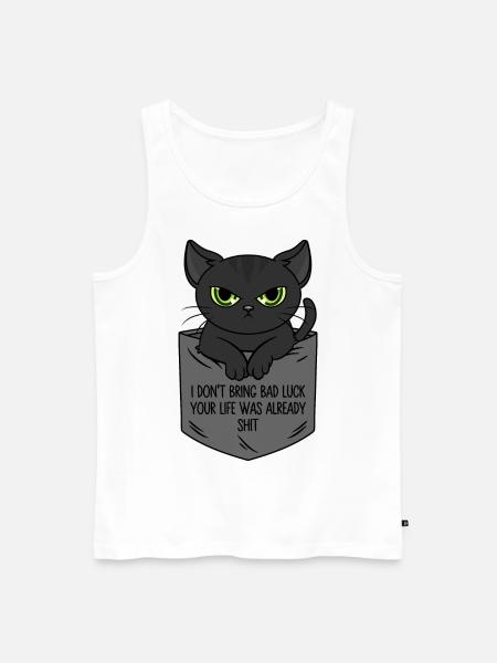 Black Cat Breast Pocket I Bring No Bad Luck - Men's Premium Organic Tank Top - white