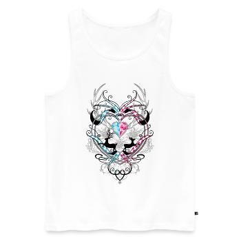 Hirsch Geweih Edelweiß und Herz - Männer Premium Bio Tank Top - Weiß - Vorne - AI Model Male 178 light (178cm)