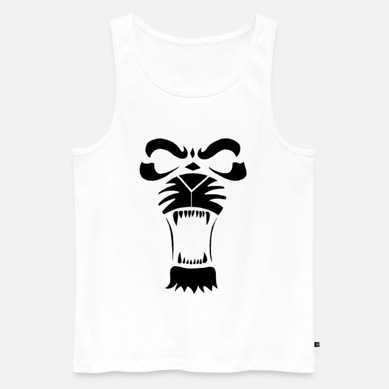 Raublöwe oder Tiger (Schwarz) - Männer Premium Bio Tank Top - Weiß