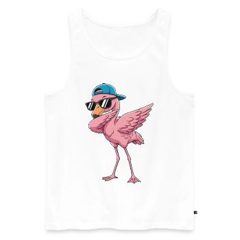 Art de dessin animé Cool Dabbing Flamingo - Débardeur bio Premium Homme - blanc - Devant - AI Model Male 178 light (178cm)