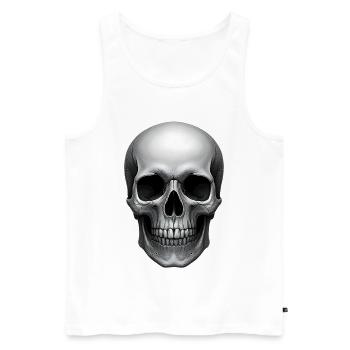 Style de tatouage réaliste de crâne crâne - Débardeur bio Premium Homme - blanc - Devant - Michal (187cm)