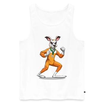 Salopette orange Kangaroo Battle Step - Débardeur bio Premium Homme - blanc - Devant - AI Model Male 178 light (178cm)