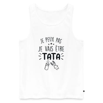 Je Peux Pas, Je Vais Être TATA - Débardeur bio Premium Homme - blanc - Devant - Michal (187cm)