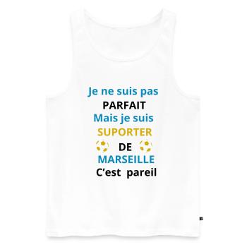 Cadeau Supporter Marseille Foot - Débardeur bio Premium Homme - blanc - Devant - Michal (187cm)