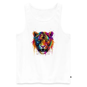 Lion - Männer Premium Bio Tank Top - Weiß - Vorne - AI Model Male 178 light (178cm)