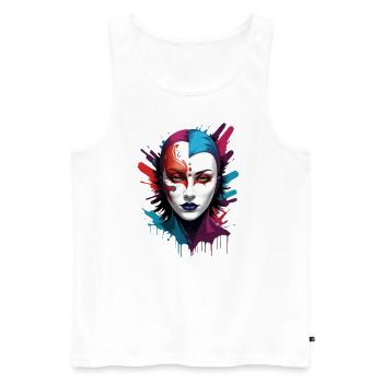 « Chromatic Chic : le porteur de masque coloré » - Débardeur bio Premium Homme - blanc - Devant - AI Model Male 178 light (178cm)