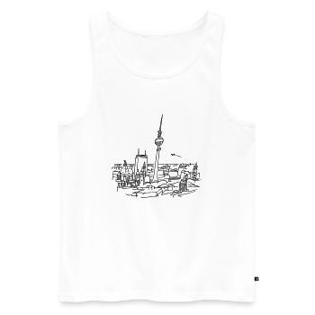 Berlin Panorama - Männer Premium Bio Tank Top - Weiß - Vorne - AI Model Male 178 light (178cm)