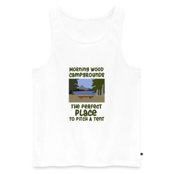Camping slogan camping - Débardeur bio Premium Homme - blanc - Devant - AI Model Male 178 light (178cm)