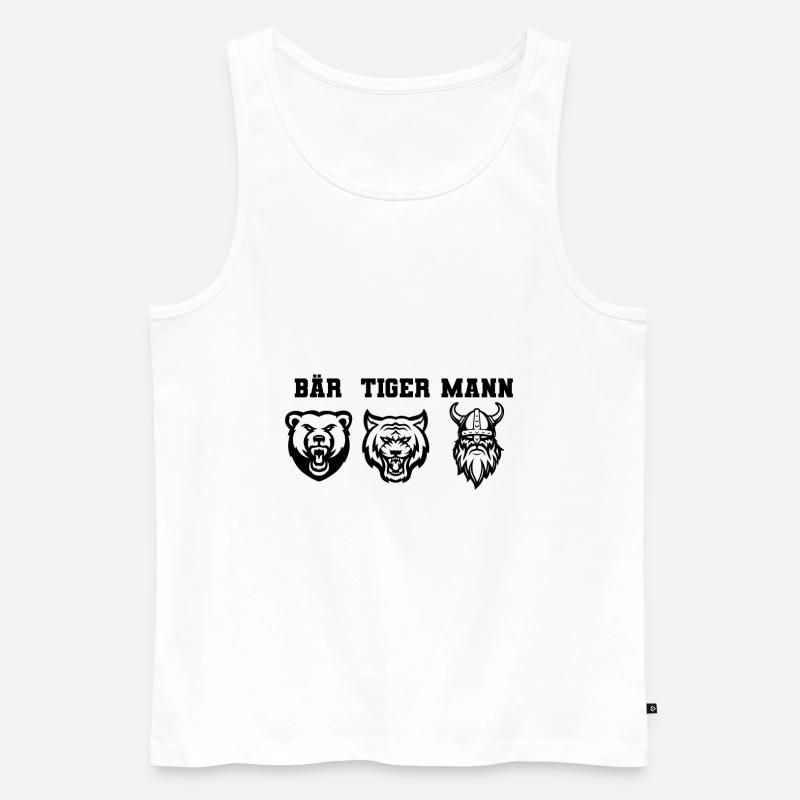 BÄR TIGER MANN - Männer Premium Bio Tank Top - Weiß