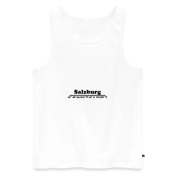 Salzburg Koordinaten - Männer Premium Bio Tank Top - Weiß - Vorne - Michal (187cm)